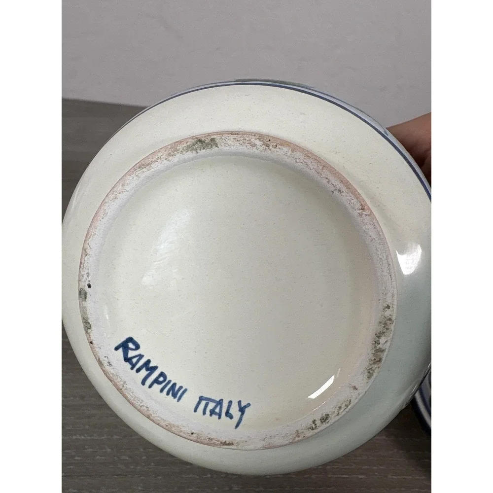 Rampini Italy Hand Painted Ceramic Aglio Garlic Jar Keeper Canister Venezia